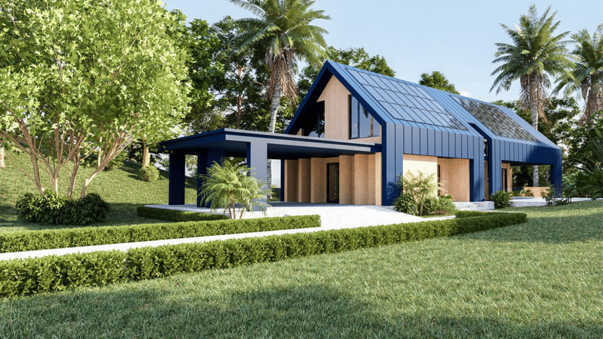 une maison avec des panneaux photovoltaïque