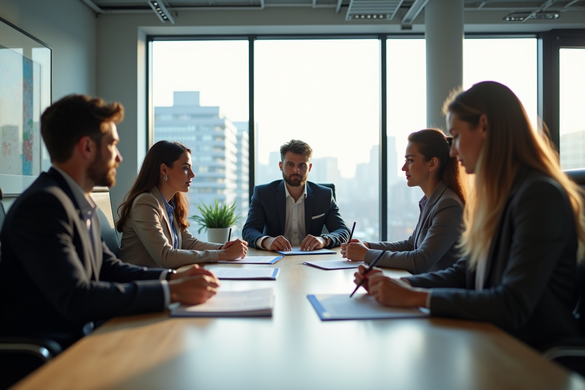 Groupe divers d'employes dans un bureau moderne au Quebec