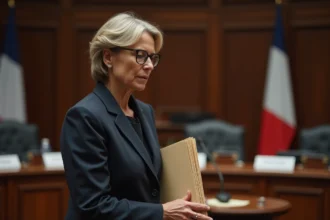 Femme conseillère municipale consultant des documents lors d'une réunion de conseil de la ville, motifs prioritaires de logement inscrit à l'ordre du jour