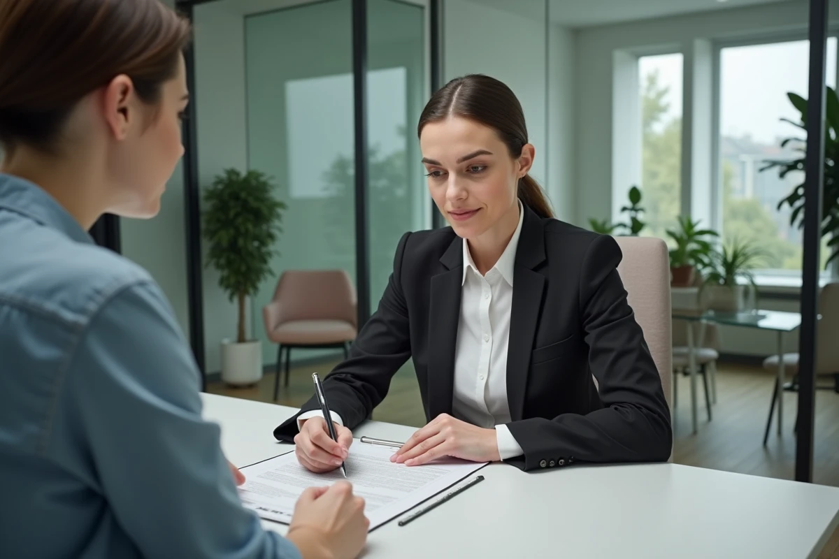 Employée et responsable RH examinant un contrat de travail pour vérifier la conformité au SMIC et aux 151h67