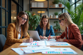 Groupe de professionnels en réunion autour d'une table de planification