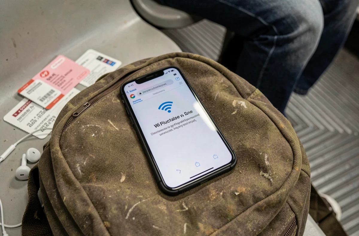Écran de smartphone affichant une erreur de connexion Wi-Fi Urban Web dans le métro