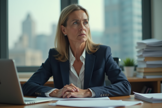 Femme d affaires concentrée dans un bureau modeste