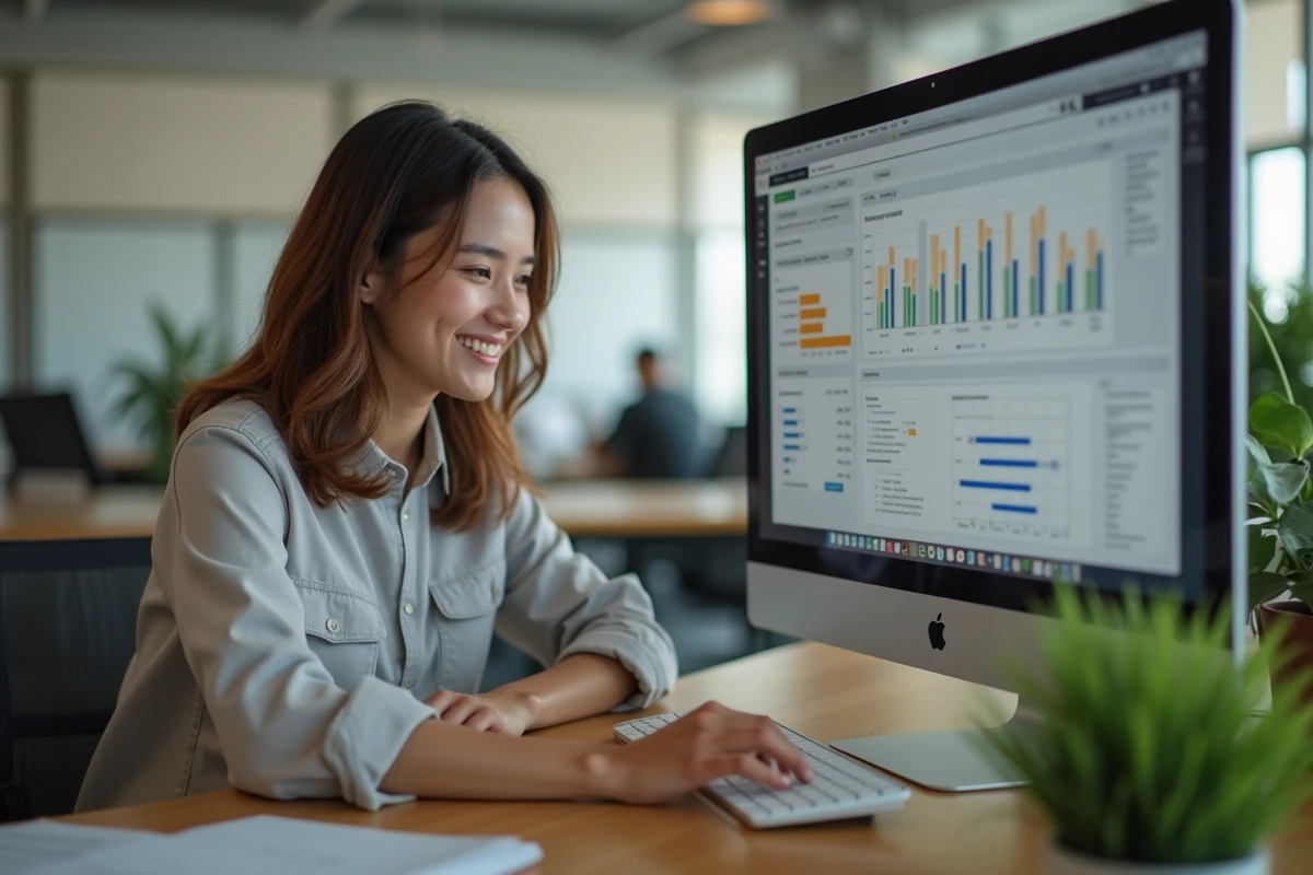 Jeune femme utilisant une application de gestion de projet