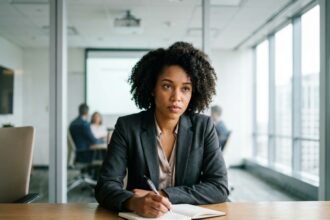 Jeune femme en formation en entreprise lors d'une session
