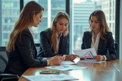 Groupe de professionnels analysant des graphiques de croissance